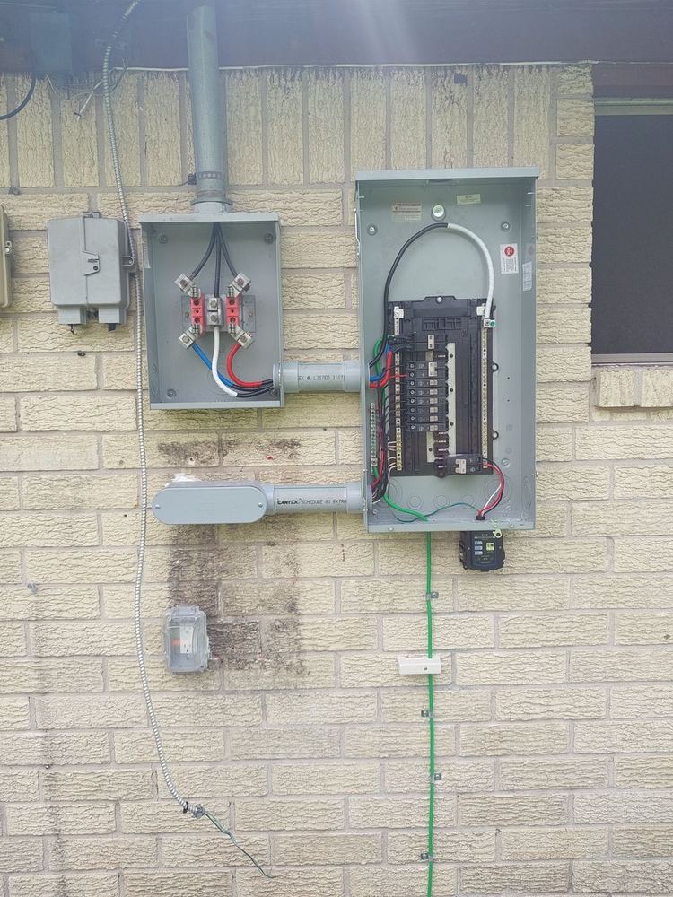 Electrical panel replacement with new meter enclosure and conduit
